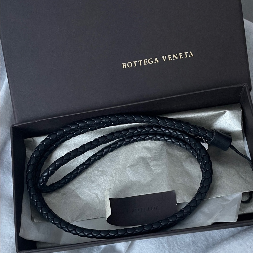 Bottega Veneta Black Leather Lanyard